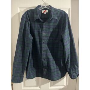 Best Made Co Shirt Men's XL Blue Green Black Tartan Plaid Button Up Wool